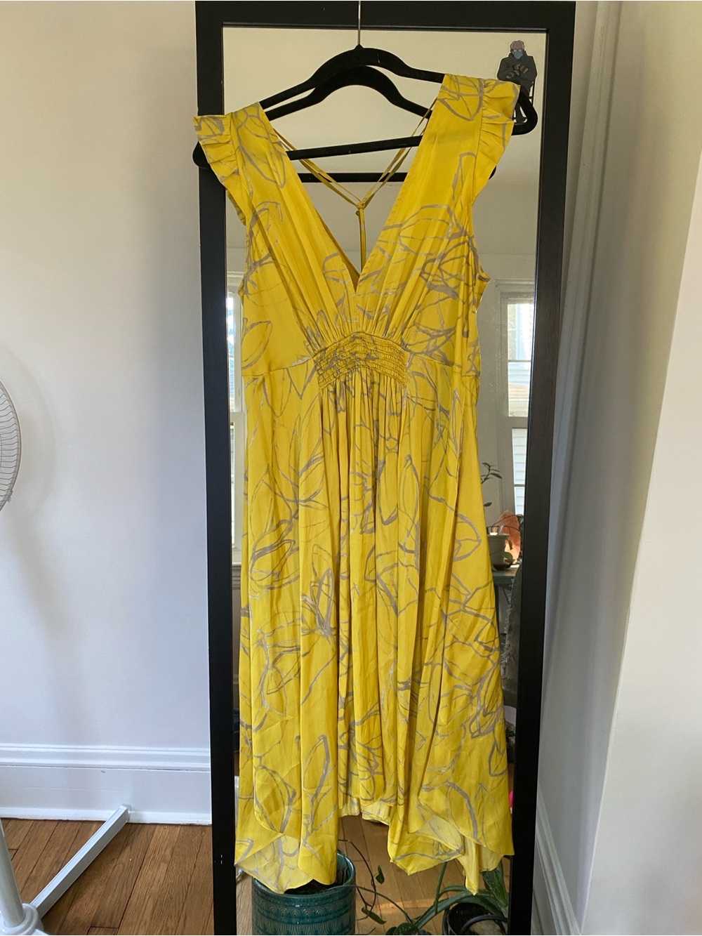 Halston Heritage Yellow Floral Midi Dress 10